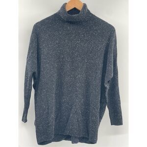 Cos Sweater Turtleneck 100% Wool Women Small‎ Black Gray White Marled Pullover